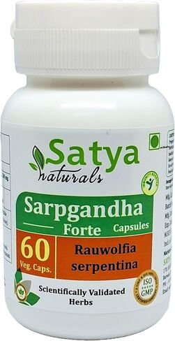 Sarpgandha Forte Capsule 500 mg. 60 الخضار. كبسولة | Sarpgandha (Rauwolfia Serpentina) استخراج كبسولات للرجال والنساء | الملحق العشبي الايورفيدا/العلاجات | 10: 1 forte (1 زجاجة من 60 كبسولة) in Saudi Arabia