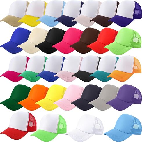 32 Pack Kids Trucker Hats Bulk Sublimation Trucker Hat Cap Summer Blank Baseball Hat Mesh Ball Hat for Boys Girls in Saudi Arabia