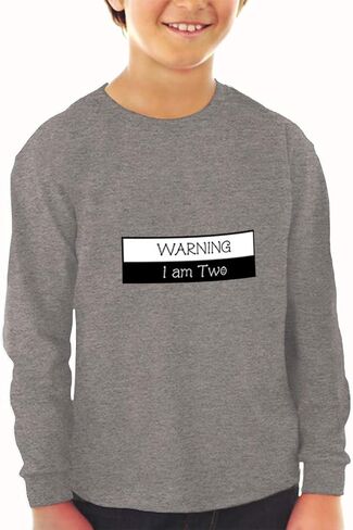 Kids Long Sleeve T Shirt Warning I Am 2 Year Old Second Birthday Funny Cotton in Saudi Arabia