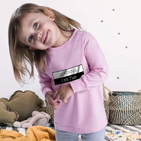 Kids Long Sleeve T Shirt Warning I Am 2 Year Old Second Birthday Funny Cotton in Saudi Arabia