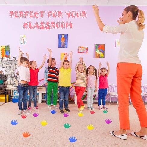 Perkoop 100 Pcs Flower Fish Carpet Markers 6 Colors Hook and Loop Spot Markers Sticky Carpet Markers for Classroom Kindergarten Preschool Must Haves Floor Dots Teacher Supplies (Fish) in Kuwait