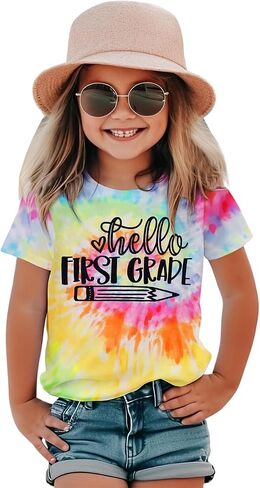 MODNTOGA Kid Girl Boy First Day of School Shirt Back to School T-Shirt Hello Kindergarten 1st 2nd 3rd Grade Graphic Tee Tops in Saudi Arabia