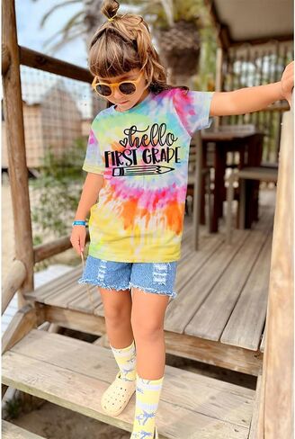MODNTOGA Kid Girl Boy First Day of School Shirt Back to School T-Shirt Hello Kindergarten 1st 2nd 3rd Grade Graphic Tee Tops in Saudi Arabia