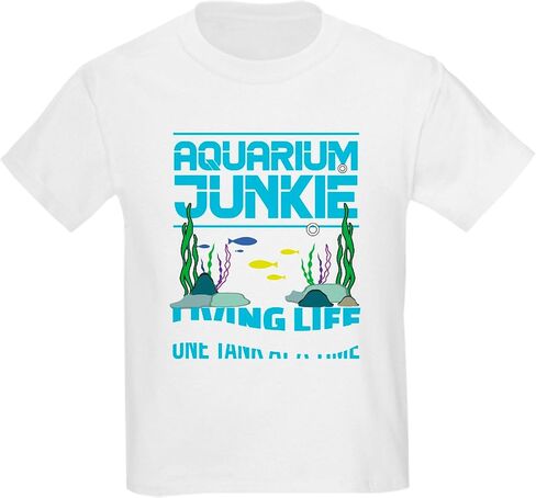 Cafepress Aquarium Junkie Fish Tank Lover تحت الماء T Shirt Kids Cotton T-Shirt in Kuwait