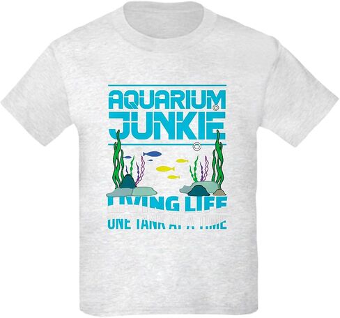 Cafepress Aquarium Junkie Fish Tank Lover تحت الماء T Shirt Kids Cotton T-Shirt in Kuwait