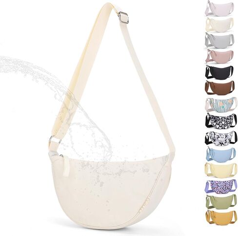 Small Nylon Crescent Crossbody Bag for Women Men Trendy, Waterproof Crescent Sling, Lightweight Travel Purses in Kuwait