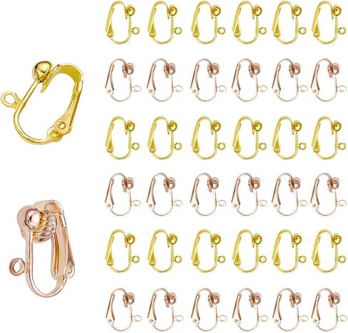 48 Pcs Clip on Earring Converters for None Pierced Ears DIY Earring Jewelry Making Findings with 2 Colors, Silver and Gold in Kuwait