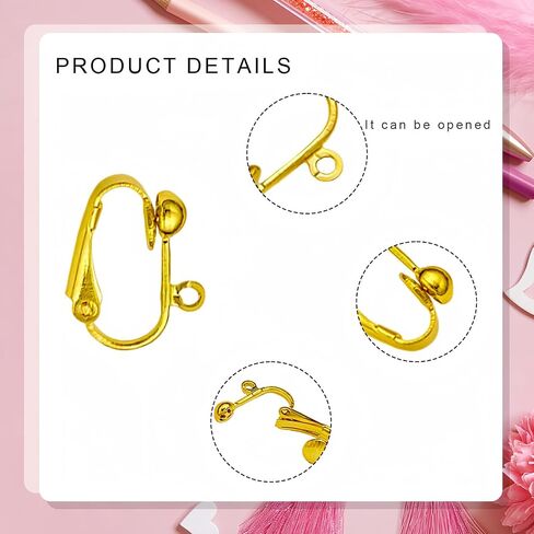48 Pcs Clip on Earring Converters for None Pierced Ears DIY Earring Jewelry Making Findings with 2 Colors, Silver and Gold in Kuwait