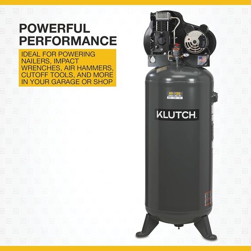 ضاغط الهواء المحمول Klutch ، ضاغط الهواء في ورشة العمل مع مضخة أقل من الزيت ، محرك 2 حصان ، حماية الحمل الزائد الحراري ، مثبتات القدم المطاطية ، ضاغط هواء الجراج 20 جالون in Kuwait