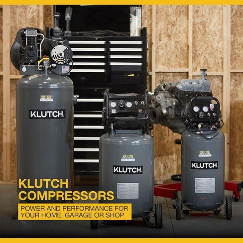 ضاغط الهواء المحمول Klutch ، ضاغط الهواء في ورشة العمل مع مضخة أقل من الزيت ، محرك 2 حصان ، حماية الحمل الزائد الحراري ، مثبتات القدم المطاطية ، ضاغط هواء الجراج 20 جالون in Kuwait