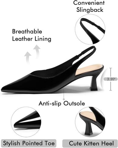 كوتجو النسائية slingback كعب هريرة منخفضة الكعب مغلق مضخات إصبع القدم المدببة مضخات الكعب الصنادل أحذية العمل in Saudi Arabia
