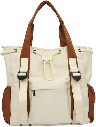 حقيبة حمل الكتف مع سستة ورباط متعددة للنساء والرجال ، حقيبة اليد النايلون حقيبة غير رسمية لعمل السفر in Kuwait