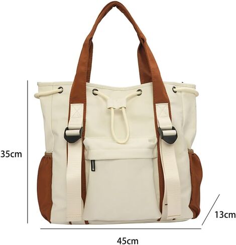 حقيبة حمل الكتف مع سستة ورباط متعددة للنساء والرجال ، حقيبة اليد النايلون حقيبة غير رسمية لعمل السفر in Kuwait