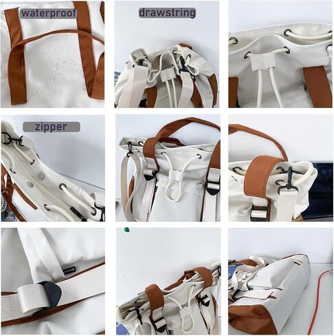 حقيبة حمل الكتف مع سستة ورباط متعددة للنساء والرجال ، حقيبة اليد النايلون حقيبة غير رسمية لعمل السفر in Kuwait