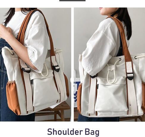 حقيبة حمل الكتف مع سستة ورباط متعددة للنساء والرجال ، حقيبة اليد النايلون حقيبة غير رسمية لعمل السفر in Kuwait