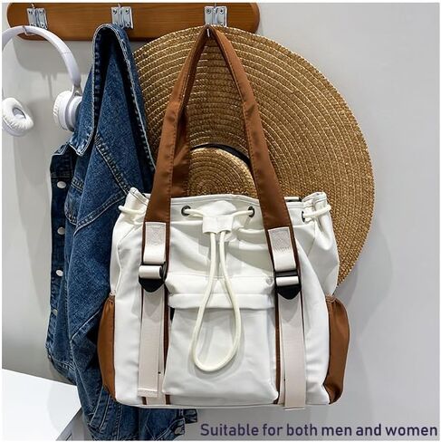 حقيبة حمل الكتف مع سستة ورباط متعددة للنساء والرجال ، حقيبة اليد النايلون حقيبة غير رسمية لعمل السفر in Kuwait