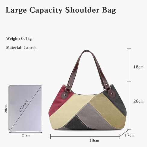 Women Handbag Multi-Color Splice Striped Shoulder Bag Canvas Tote Bag Large Capacity Top Handle Bag Casual Hobo Bag in Saudi Arabia
