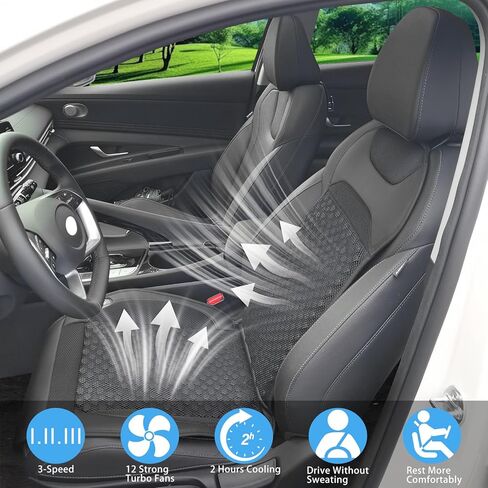 Cooling Car Seat Cover Front Seat,12V Ventilated Car Seat Cushion Universal with 3 Cooling Air Speed Modes,Universal Fit for Car SUV Truck in Saudi Arabia