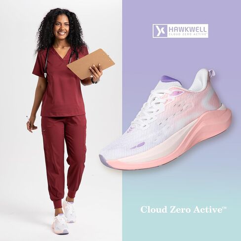 Hawkwell Women's Cloud Zero Active Nursing Shoes Cushion Breathable Tennis Walking Gym Medical Work Sneakers in Kuwait