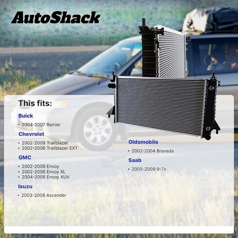 Autoshack Radiator لـ Chevrolet 2002-2009 Trailblazer 2002-2006 Trailblazer Ext 2004-2007 Buick Rainier GMC 2002-2009 Envoy 2002-2006 Envoy XL RK959 in Kuwait