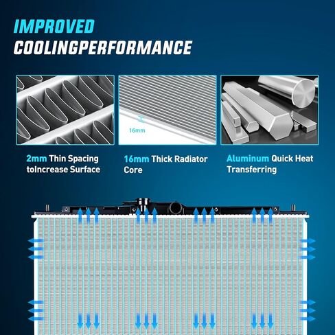 Nilight Radiator for Honda Accord 2008 2009 2010 2011 2012 ، Crosstour 2012 2013 2014 2015 2.4L L4 ، مجموعة المبرد المبرد للمحرك استبدال# 19010R70A51 in Saudi Arabia