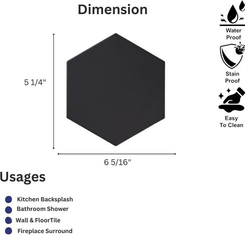 Tenedos Fusion Hexagon Matte 5x6 Inch Glazed Porcelain Tile – White, Box of 20 Pieces for Kitchen Backsplash, Bathroom Shower, Floor, and Accent Wall Decor in Saudi Arabia