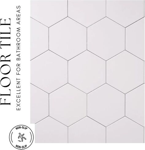 Tenedos Fusion Hexagon Matte 5x6 Inch Glazed Porcelain Tile – White, Box of 20 Pieces for Kitchen Backsplash, Bathroom Shower, Floor, and Accent Wall Decor in Saudi Arabia