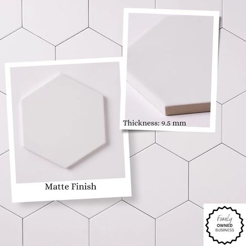 Tenedos Fusion Hexagon Matte 5x6 Inch Glazed Porcelain Tile – White, Box of 20 Pieces for Kitchen Backsplash, Bathroom Shower, Floor, and Accent Wall Decor in Saudi Arabia