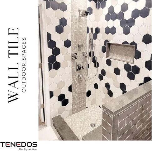 Tenedos Fusion Hexagon Matte 5x6 Inch Glazed Porcelain Tile – White, Box of 20 Pieces for Kitchen Backsplash, Bathroom Shower, Floor, and Accent Wall Decor in Saudi Arabia