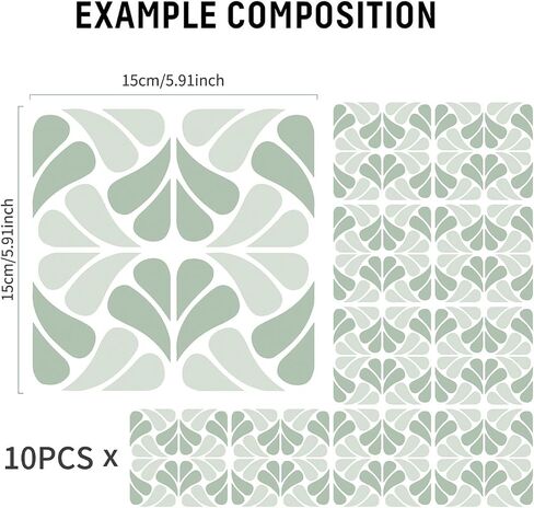 Alwayspon 10Pcs 6x6inch/15x15cm Peel and Stick Vinyl Wall Tile Sticker, Sage Green Textured Self-Adhesive Backsplash Tile Decals Stick on Tiles Waterproof Removable for Kitchen Bathroom in Kuwait