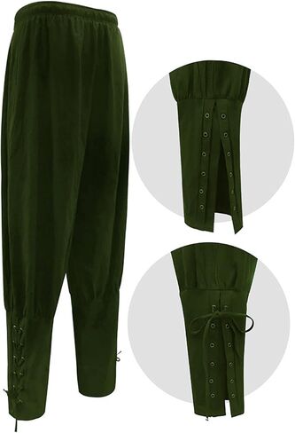 Akokvlar 10 Pcs Men Renaissance Costume Medieval Pirate Shirt Ankle Banded Pants Viking Outfit Set in Saudi Arabia