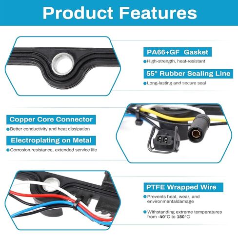 حشية غطاء صمام 7.3L مع تسخير توهج الحاقن متوافق مع 98-03 7.3 ديزل F81Z-6584-AA F81Z-9D930-AB بديل in Kuwait