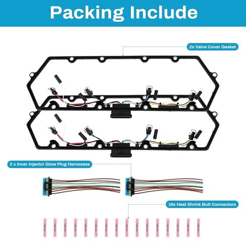 حشية غطاء صمام 7.3L مع تسخير توهج الحاقن متوافق مع 98-03 7.3 ديزل F81Z-6584-AA F81Z-9D930-AB بديل in Kuwait
