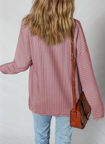SHEWIN Womens Ribbed Knit Shacket Jacket Casual Long Sleeve Button Down Shirts Loose Sweater Tops Dressy Blouses with Pocket in Saudi Arabia