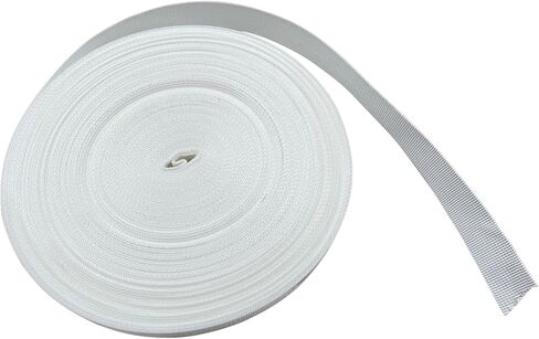 أكياس رملية 1 "أحزمة حزام نايلون مسطحة - أحزمة للأكياس ، أطواق الكلاب والمكافن ، الكاميرات - أبيض - خفيفة الوزن - 25 ياردة لكل لفة in Kuwait