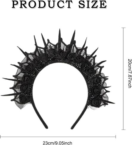 Black Rose Lace Mesh Yarn Halo Crown Headband Cosplay Witch Devil Gothic Headwear for Halloween Party Costume Accessory in Saudi Arabia