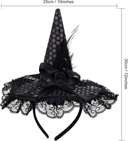 WILLBOND 3 Pieces Witch Hat and Feather Headband for Halloween Costume Dress Accessories, 3 Colors (Orange, Black, Purple) in Saudi Arabia