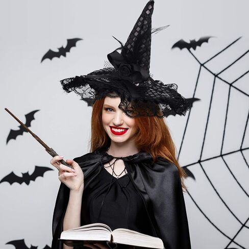 WILLBOND 3 Pieces Witch Hat and Feather Headband for Halloween Costume Dress Accessories, 3 Colors (Orange, Black, Purple) in Saudi Arabia