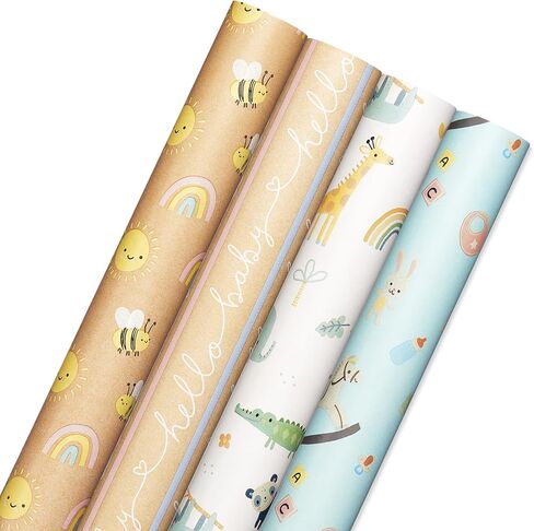 American Greetings 175 sq. ft. Reversible Wrapping Paper for Baby Showers, Birthdays and All Occasions, Clouds and Stars (1 Roll, 30 in x 70 ft.) in Saudi Arabia