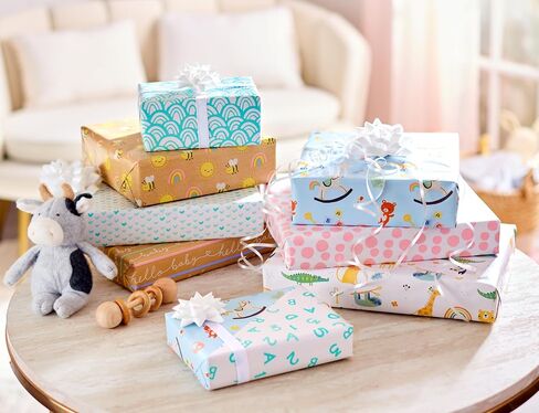 American Greetings 175 sq. ft. Reversible Wrapping Paper for Baby Showers, Birthdays and All Occasions, Clouds and Stars (1 Roll, 30 in x 70 ft.) in Saudi Arabia