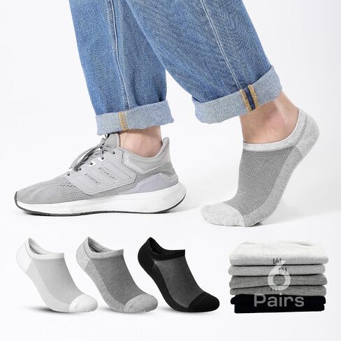 COOLMATE 6 Pairs Low Cut No Show Socks for Men, Invisible Casual Ankle Socks with Non-Slip Heel, Moisture-Wicking Cotton in Saudi Arabia