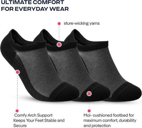 COOLMATE 6 Pairs Low Cut No Show Socks for Men, Invisible Casual Ankle Socks with Non-Slip Heel, Moisture-Wicking Cotton in Saudi Arabia
