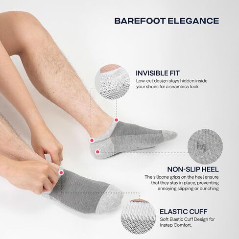 COOLMATE 6 Pairs Low Cut No Show Socks for Men, Invisible Casual Ankle Socks with Non-Slip Heel, Moisture-Wicking Cotton in Saudi Arabia