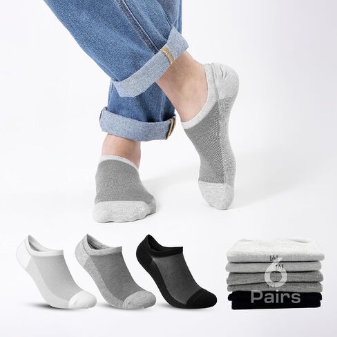 COOLMATE 6 Pairs Low Cut No Show Socks for Men, Invisible Casual Ankle Socks with Non-Slip Heel, Moisture-Wicking Cotton in Saudi Arabia