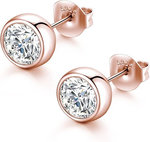 أقراط مويسانيت الماس للنساء والرجال ، 1-2 قيراط د ، وضوح اللون ، 5-6.5 ملم من الذهب الأبيض 18K مطلي بالذهب in Kuwait