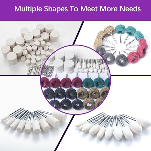 114 PCS Polishing Kit with 2Pcs Polishing Compound for Dremel, Abrasive Buffing Wheels Polishing Bits for Rotary Tool Accessories with 1/8 Inch Shank, Sanding Kit for Metal Wood Watch Jewelry Brass in Kuwait