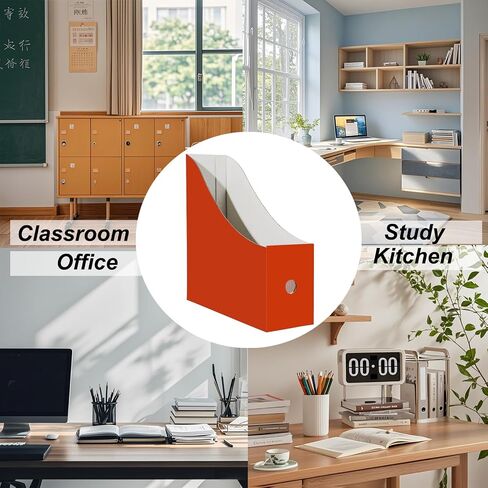2 Pack Cardboard Magazine Storage Boxes, Vertical File Organizer Box for Desk or Shelves, Book Holder for Classroom,Office,Home(Tomato Red, 10.6" H x 10.2" L x 3.5" W in) in Kuwait