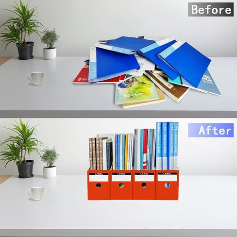 2 Pack Cardboard Magazine Storage Boxes, Vertical File Organizer Box for Desk or Shelves, Book Holder for Classroom,Office,Home(Tomato Red, 10.6" H x 10.2" L x 3.5" W in) in Kuwait