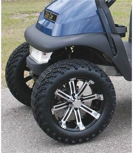 Ocelot E106 Golf Cart Wheels - 10x7 (عجلات لحجم العربة) ، 4/4 (قطر دائرة الملعب البراغي 4 مم) ، 3+4 (إزاحة العجلات) ، الحافات السوداء الماكينة مع غطاء مركز المطابقة in Saudi Arabia