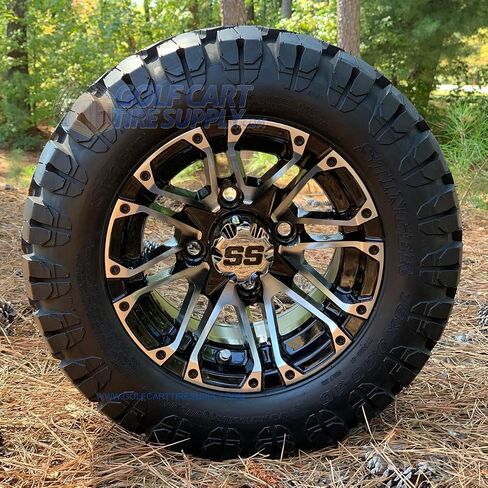 10 "Lancer Golf Cart Wheels و 18x9-10 Dot Stinger All Terrain Golf Cart Cart Carbo - مجموعة من 4 (تناسب جميع العربات!) in Kuwait